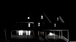 1.Generate an image of the Villisca Axe Murder House, standing ominously in the moonlight, with a sense of foreboding and mystery.