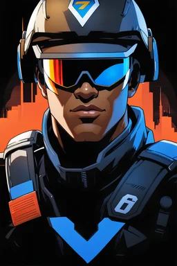 Highly detailed portrait of Soldier: 76 from Overwatch 2 by Loish, by Bryan Lee O'Malley, by Cliff Chiang, by Greg Rutkowski, inspired by Capcom's Street Fighter, keep his main color set