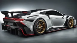 Porsche 911 MANSORY Fused with Lamborghini Veneno, Super Detailed, desktop wallpaper, 4K, Rear View