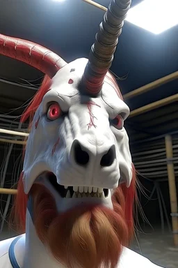 CGI animation look and add a bloody Unicorn horn.