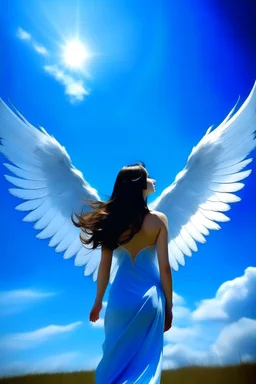 beautiful queen blue sky wings light