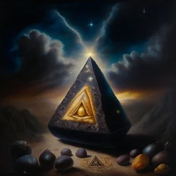 An oil painting of a dark universe masonic potato