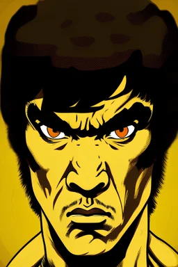 Bruce Lee American martial artist face cartoon 2d
