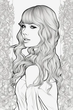 coloring pages of taylor swift for adults, Designs Black and white, No Shading