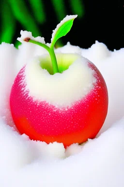 apple with snow