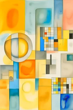 abstract watercolour by barbara hepworth and paul klee in gold and grey