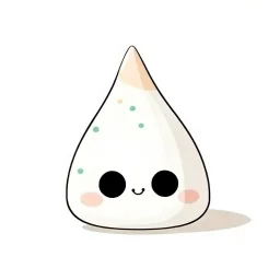 drawing of cute small mochi character in birthday hat on white background