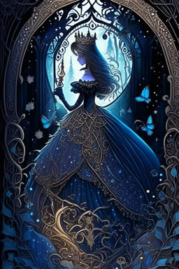 dark fantasy, intricate cover, a whimsical fairytale, princess with glass slipper