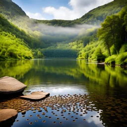 ountry side a calm lake ,a circular heavy plate full of holes over the lake falls to water