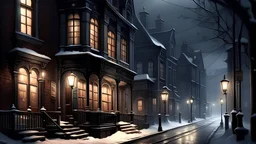 cozy victorian dark street snow