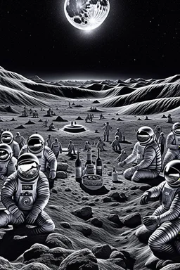 techno rave party on the moon