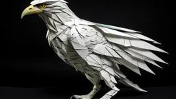 A white wind elemental falcon designed in Japanese origami painted by Utagawa Hiroshige