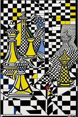 5d chess in the style of roy lichtenstein