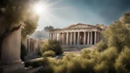 calm beauty, fantasy, magic, splendor, uplifting, inspiring, therapeutic, ancient Athens, springtime, sunlight, chiaroscuro, color, award-winning colour photograph, Nikon 135mm