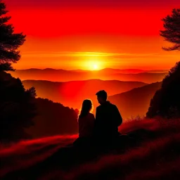 Whispers of the Heart a couple with sunrise in the hills
