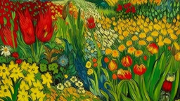 A field filled with flowers painted by Vincent van Gogh