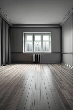 gray room with wooden floor