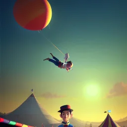 circus, ringleader, Arthur Kulkov, front, handsome, male, Russian, fantasy, anime, at dawn by atey ghailan, mystical colors, Golden hour, Lisa Frank fantasy