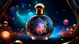 generate me an aesthetic complete image of a perfume with Celestial Serenade