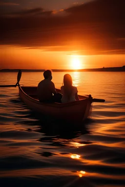 Due innamorati sulla barca con un tramonto speciale
