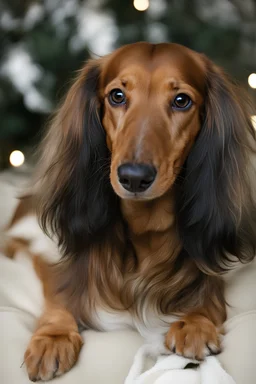 Dachshund longhaired is cute , in nature