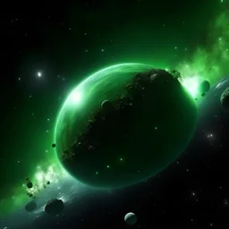 green outer space explosion stars planet galaxy