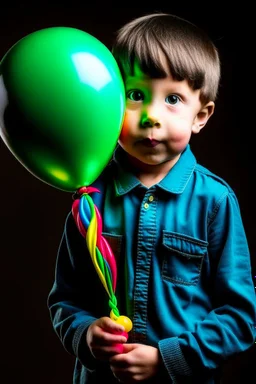 child holding a balloon animal