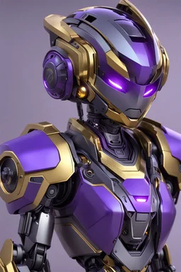 Sci-Fi, Humanoid Combat Robot Purple and Golden, Space, Magic