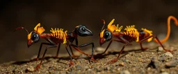 close up on mutant radiated glowing raven ant skeleton rat babies, raised by ninja necromancer in the wild