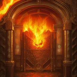 huge detailed gate to firey hell