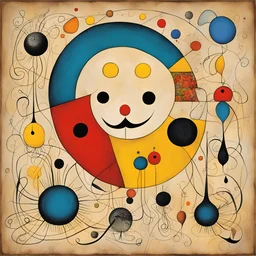 Mincing dropping fluent nudge, Joan Miro and Gabriel Pacheco and Douglas Smith deliver an abstract surreal masterpiece, bright colors, sinister, creepy, asymmetric,