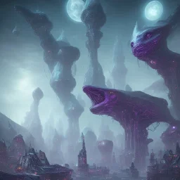 Lovecraft city alien purple