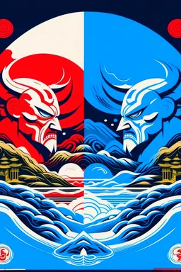 GOOD VS EVIL in the style of Hiroshi Nagai