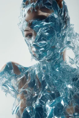 a dramatic 8k image of a person with a plastic covering the face, struggling to breath and trying to break free as it s tighly pulling over the face, chaos80