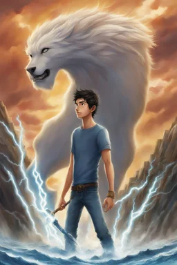 Percy Jackson with Zeus' thunderbolt