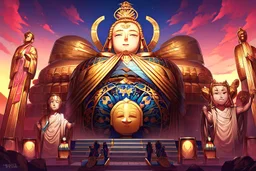 Buddha statue in psy trance