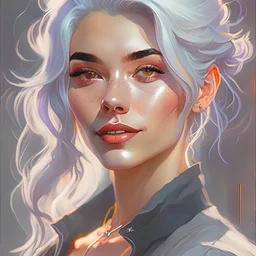 portrait Anime irish woman cute-fine-face, grey hair, pretty face, realistic shaded Perfect face, fine details. realistic shaded lighting by Ilya Kuvshinov Giuseppe Dangelico Pino and Michael Garmash and Rob Rey, IAMAG premiere, WLOP matte print, cute freckles, masterpiece