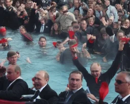 president Putin evil devil swim in blood river