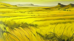 Yellow volcanic grasslands painted by Raymond Duchamp-Villon