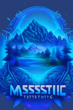 Majestic tech logo, psychedelic, blue tones, tech landscape, name of company TeachRealm
