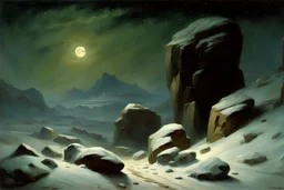 night, rocks, mountains, epic, charles leickert impressionism paintings