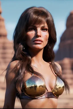 Portrait, young Raquel Welch, clean face, natural busty, prehistory leather cloth, desert, Ultra realistic, prehistory style, wide angle view, soft color, highly detailed, unreal engine 5, ray tracing, RTX, lumen lighting, ultra detail, volumetric lighting, 3d, finely drawn, high definition.