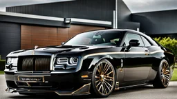 A (((rolls royce Dodge Challenger))) featuring a luxurious interior, advanced technologies, and a sleek body kit designed by MANSORY, exuding an air of sophistication and power
