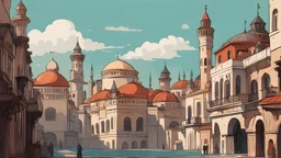 The old city of Istanbul, 1900 AD, diplomatic advisor, Vector, Real Digital Painting, Vector, flat color, Vector Art, Vector,