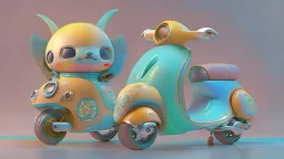 Concept art Small cute toy moto, piaggio vespa, art by freakyfir, hakira toriyama, octane render, hyper detailed, cinematic lighting, digital illustration