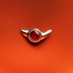 A close-up of a red stone ring on a pedal, Macro lens, highly detailed