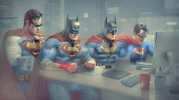 Superheros in the workplace doing excellent work! Bosses love us all