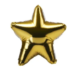 High resolution photograph of a inflated green star foil balloon