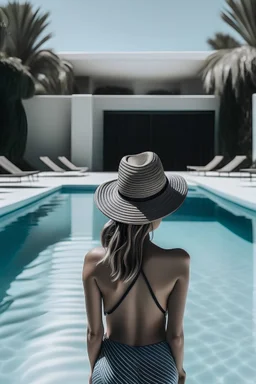 babe in front of a pool