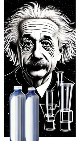 Albert Einstein, detailed and intricate calligraphy ink painting of a "cyborg Mad Scientist" holding beakers, outer space Background cosmic fractals, dystopian, concept art, unreal engine 5, god rays, ray tracing, RTX, lumen lighting, ultra detail, volumetric lighting, 3d, finely drawn, high definition, high resolution. award-winning: professional portrait: atmospheric: commanding: fantastical: clarity: 16k: ultra quality: striking: brilliance: stunning colors: amazing depth: masterfully crafted